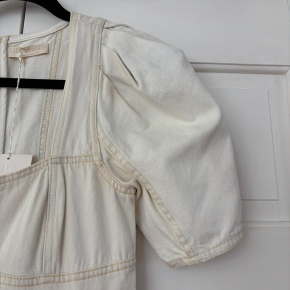 Ulla‎ Johnson Ames Denim Dress Whitewash Corset Empire Waist Puff Sleeve Size 4 - Picture 5 of 16